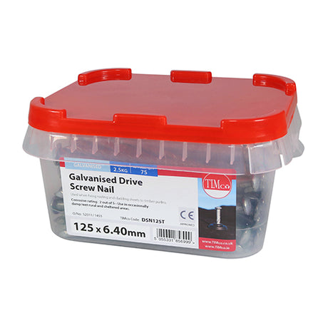 This is an image of Timco - Drive Screws - Galvanised 125 x 6.40mm (2.5 Kg TIMtub) DSN125T