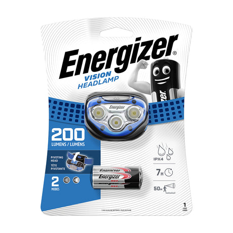 This is an image of Timco - EnergizerÃ‚Â® LED Vision Headlamp - 200 Lumen Blue / 200 Lumen (1 Each Backing Card) ENR270228