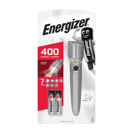 This is an image of Timco - EnergizerÃ‚Â® LED Vision HD Metal Handheld Torch - 400 Lumen 400 Lumen (1 Each Backing Card) ENR313130