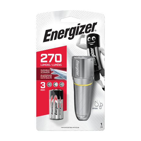 This is an image of Timco - EnergizerÃ‚Â® LED Vision HD Metal Handheld Torch - 270 Lumen 270 Lumen (1 Each Backing Card) ENR419580