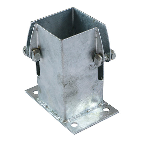 This is an image of Timco - Flush Fit Bolt Down Shoe - Bolt Secure - Hot Dipped Galvanised 100mm FBDB100G