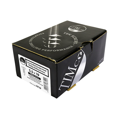 This is an image of Timco - Metal Construction Sheet & Framing Screws - PH - Low Profile Pancake - Exterior - Silver Organic 5.5 x 19mm - (500 PCS Box) FP19