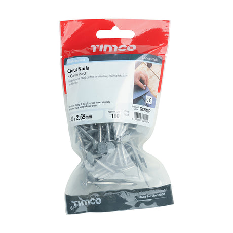 This is an image of Timco - Clout Nails - Galvanised 40 x 2.65mm (100 PCS TIMpac) GCN40P
