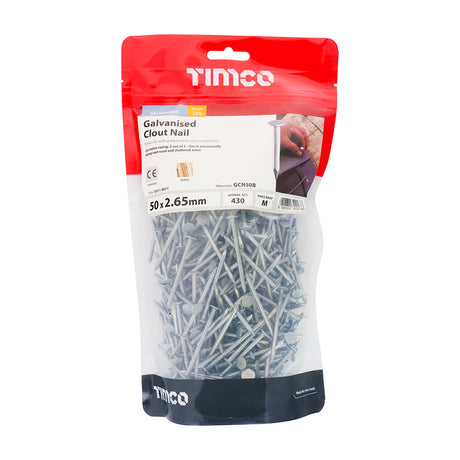 This is an image of Timco - Clout Nails - Galvanised 50 x 2.65mm (1 Kg TIMbag) GCN50B
