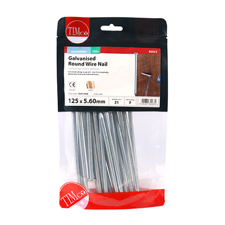 This is an image of Timco - Round Wire Nails - Galvanised 125 x 5.60mm (0.5 Kg TIMbag) GRW125MB