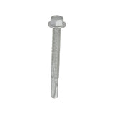 This is an image of Timco - Metal Construction Heavy Section Screws - Hex - Self-Drilling - Exterior - Silver Organic 5.5 x 55mm - (100 PCS Box) H55B
