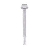 This is an image of Timco - Metal Construction Heavy Section Screws - Hex - Self-Drilling - Exterior - Silver Organic 5.5 x 65mm - (100 PCS Box) H65B