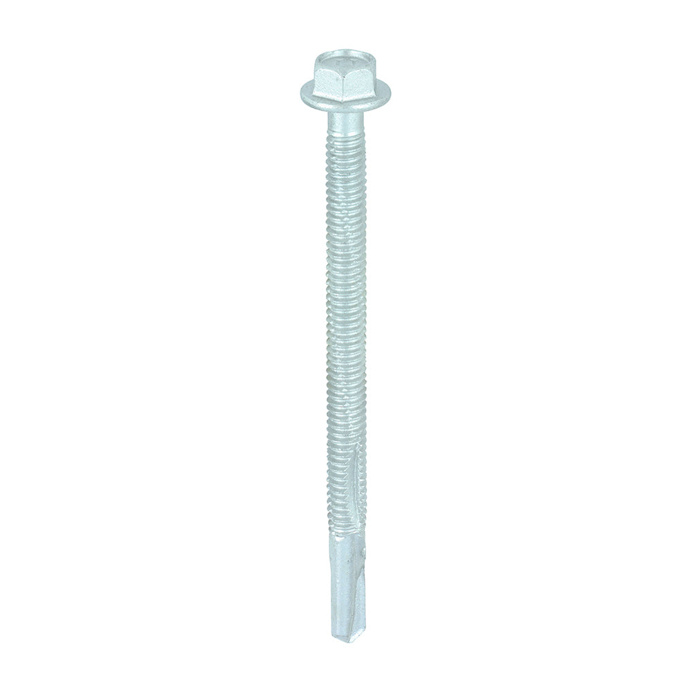 This is an image of Timco - Metal Construction Heavy Section Screws - Hex - Self-Drilling - Exterior - Silver Organic 5.5 x 80mm - (100 PCS Box) H80B
