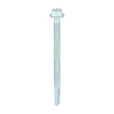 This is an image of Timco - Metal Construction Heavy Section Screws - Hex - Self-Drilling - Exterior - Silver Organic 5.5 x 80mm - (100 PCS Box) H80B