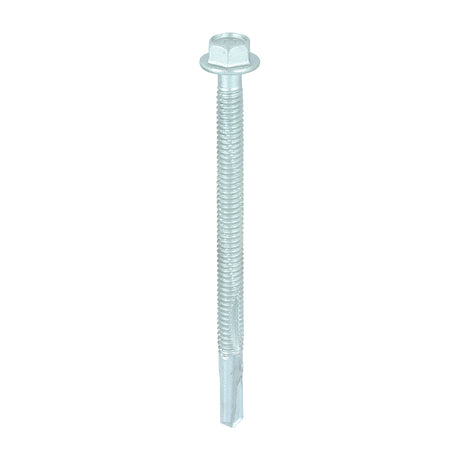 This is an image of Timco - Metal Construction Heavy Section Screws - Hex - Self-Drilling - Exterior - Silver Organic 5.5 x 80mm - (100 PCS Box) H80B
