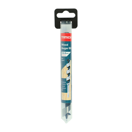 This is an image of Timco - Wood Auger Bit - Hex Shank 16.0 x 155 (1 Each Tube) HA16155