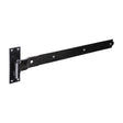 This is an image of Timco - Pair of Cranked Band & Hook On Plates - Black 600mm (1 Pairs Plain Bag) HBC600B