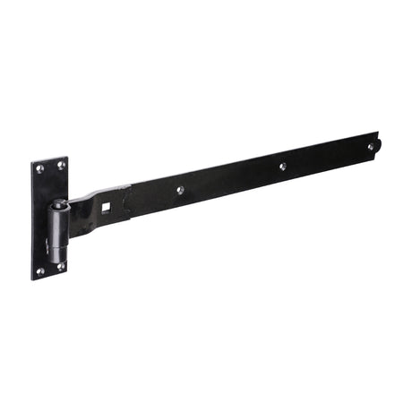 This is an image of Timco - Pair of Cranked Band & Hook On Plates - Black 600mm (1 Pairs Plain Bag) HBC600B