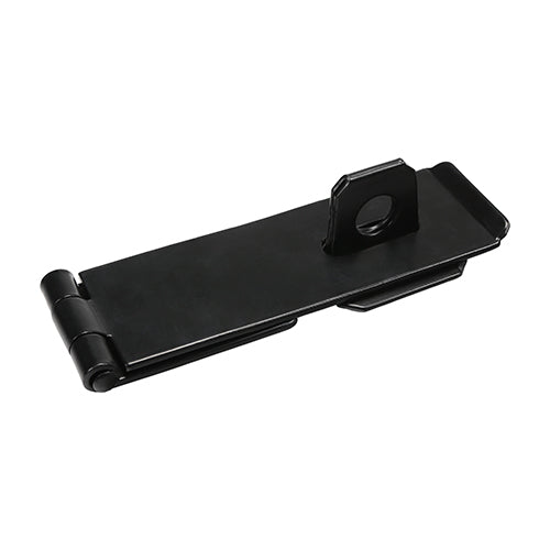 This is an image of Timco - Safety Pattern Hasp & Staple - Black 6" (1 Each Plain Bag) HS6BB