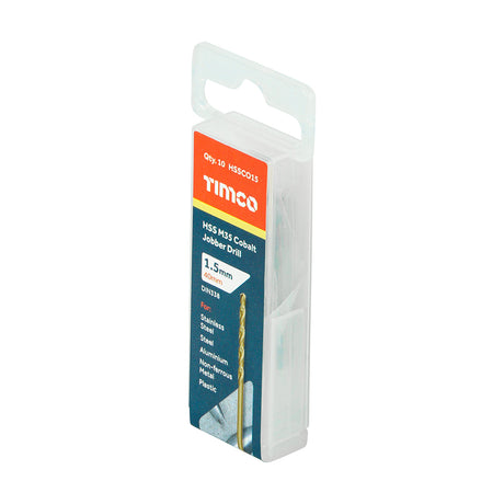 This is an image of Timco - Ground Jobber Drills - Cobalt M35 1.5mm (10 Pieces Tube) HSSCO15