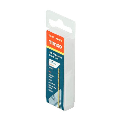 This is an image of Timco - Ground Jobber Drills - Cobalt M35 1.0mm (10 Pieces Tube) HSSCO1
