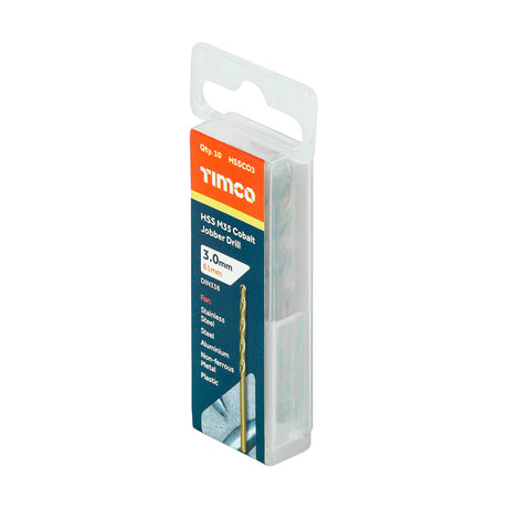 This is an image of Timco - Ground Jobber Drills - Cobalt M35 3.0mm (10 Pieces Tube) HSSCO3
