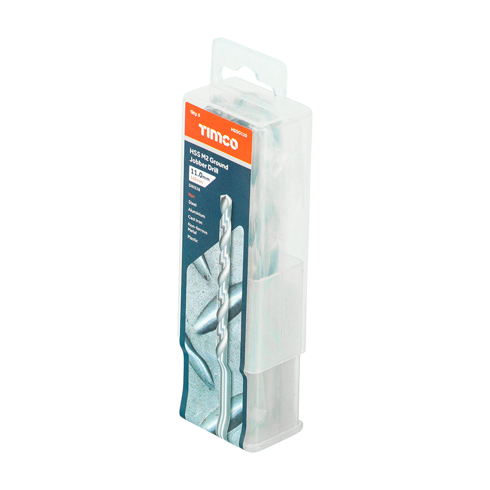 This is an image of Timco - Ground Jobber Drills - HSS M2 11.0mm (5 Pieces Tube) HSSG110