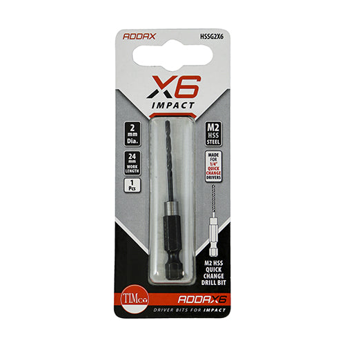 This is an image of Timco - Impact Drill Bit 2.0mm (1 Each Blister Pack) HSSG2X6