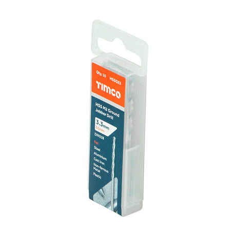 This is an image of Timco - Ground Jobber Drills - HSS M2 3.3mm (10 Pieces Tube) HSSG33