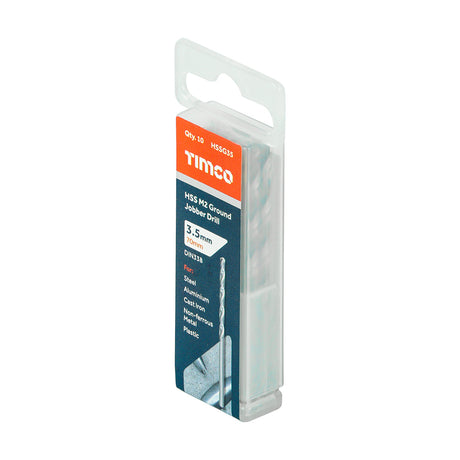 This is an image of Timco - Ground Jobber Drills - HSS M2 3.5mm (10 Pieces Tube) HSSG35