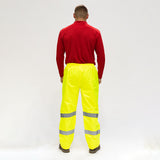 This is an image of Timco - Hi-Visibility Elasticated Waist Trousers - Yellow XXX Large (1 Each Bag) HVETRS3XL
