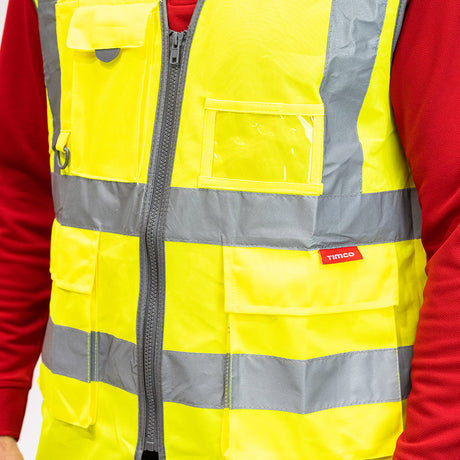 This is an image of Timco - Hi-Visibility Executive Vest - Yellow XXXX Large (1 Each Bag) HVEV4XL