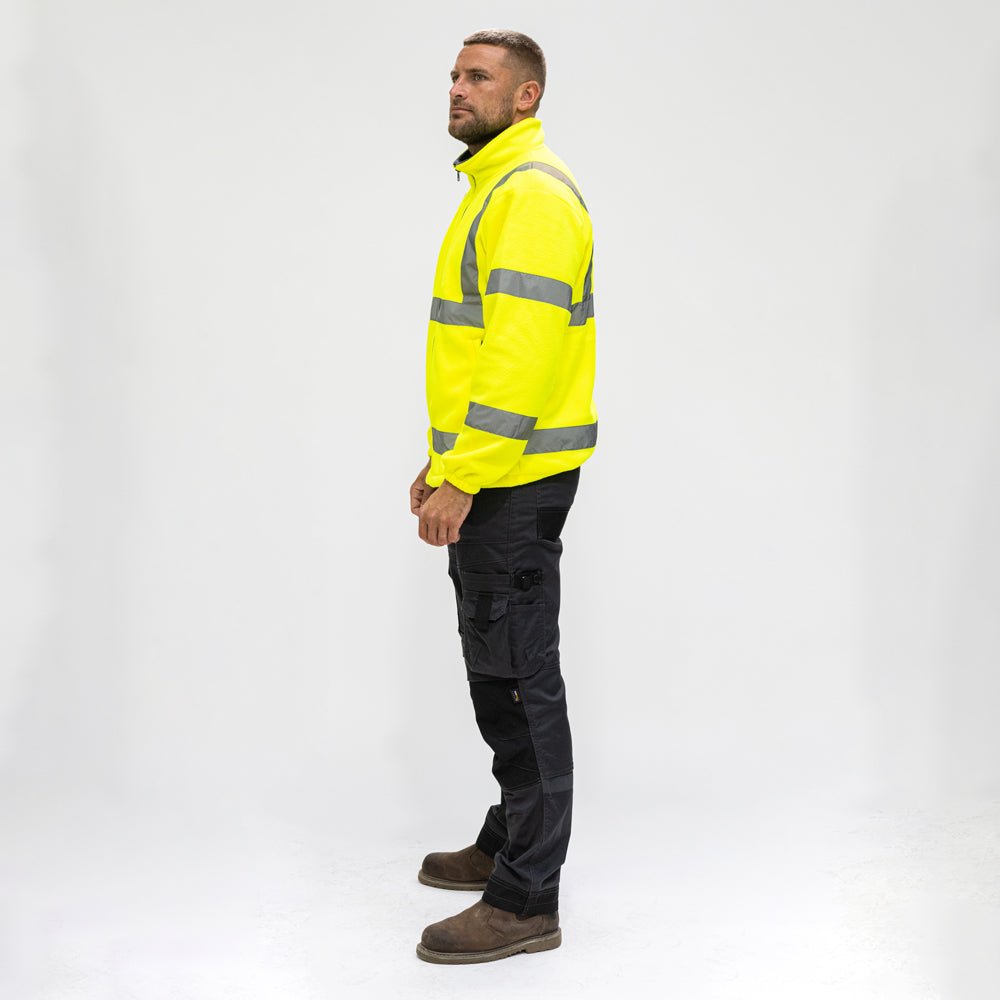 This is an image of Timco - Hi-Visibility Fleece Jacket - Yellow XXX Large (1 Each Bag) HVFJ3XL