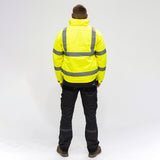This is an image of Timco - Hi-Visibility Bomber Jacket - Yellow XXXX Large (1 Each Bag) HVJ4XL