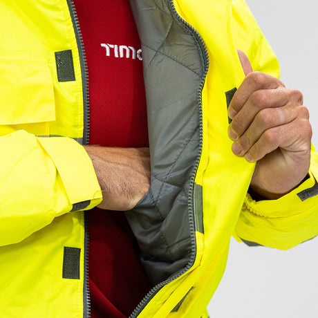 This is an image of Timco - Hi-Visibility Bomber Jacket - Yellow Small (1 Each Bag) HVJSML