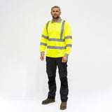 This is an image of Timco - Hi-Visibility Polo Shirt - Long Sleeve - Yellow Small (1 Each Bag) HVLSPSML