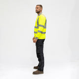 This is an image of Timco - Hi-Visibility Polo Shirt - Long Sleeve - Yellow Small (1 Each Bag) HVLSPSML