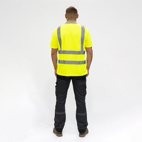 This is an image of Timco - Hi-Visibility Polo Shirt - Short Sleeve - Yellow Small (1 Each Bag) HVSSPSML