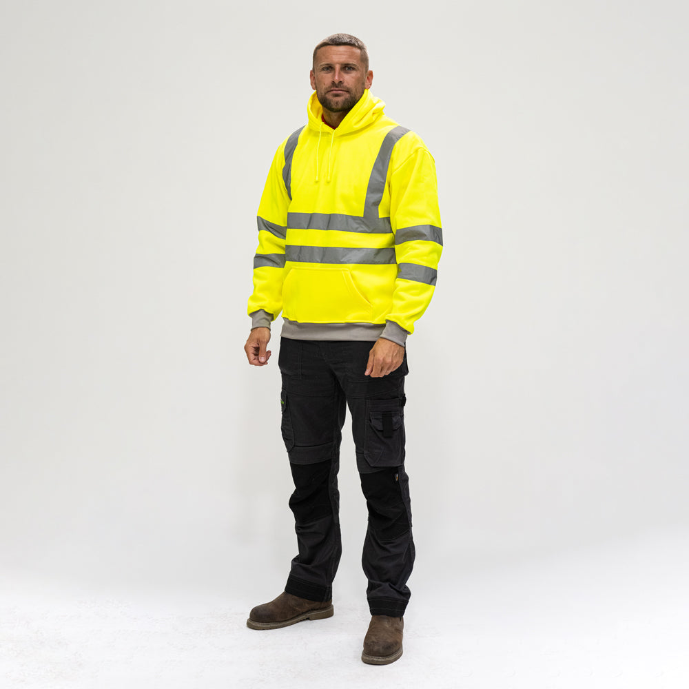 This is an image of Timco - Hi-Visibility Sweatshirt with Hood - Yellow XXXX Large (1 Each Bag) HVSWEAT4XL