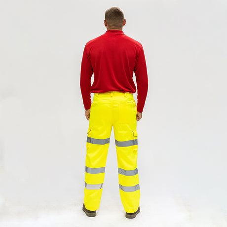 This is an image of Timco - Hi-Visibility Executive Trousers - Yellow XX Large (1 Each Bag) HVTRSXXL