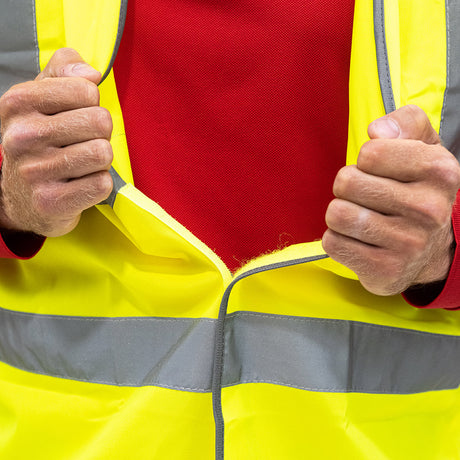 This is an image of Timco - Hi-Visibility Vest - Yellow Large (1 Each Bag) HVVLRG
