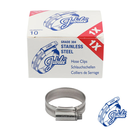 This is an image of Timco - Jubilee Clip Stainless Steel - 1XSS 30 - 40mm - (10 PCS Box) JUB1XSS