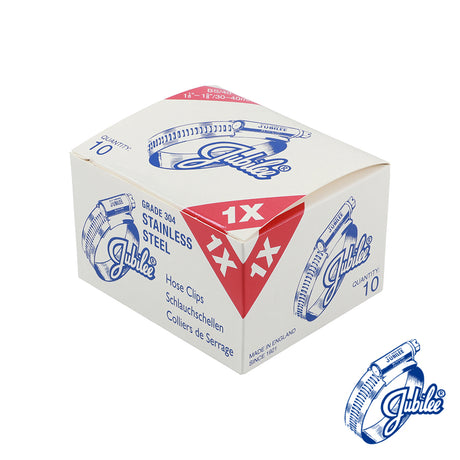 This is an image of Timco - Jubilee Clip Stainless Steel - 1XSS 30 - 40mm - (10 PCS Box) JUB1XSS