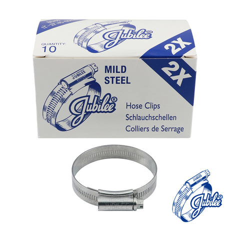 This is an image of Timco - Jubilee Clip Mild Steel - 2XMS 45 - 60mm - (10 PCS Box) JUB2XMS