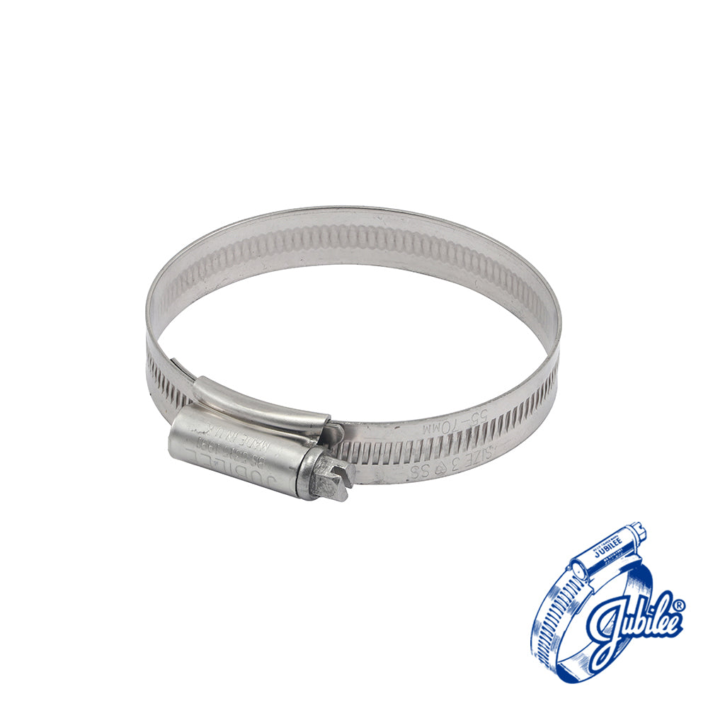 This is an image of Timco - Jubilee Clip Stainless Steel - 3SS 55 - 70mm - (10 PCS Box) JUB3SS