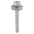 This is an image of Timco - Metal Construction Light Section Screws - Hex - EPDM Washer - Self-Drilling - Exterior - Silver Organic 5.5 x 25mm - (140 PCS TIMbag) L25W16BB