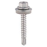 This is an image of Timco - Metal Construction Light Section Screws - Hex - EPDM Washer - Self-Drilling - Exterior - Silver Organic 5.5 x 25mm - (140 PCS TIMbag) L25W16BB