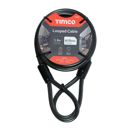 This is an image of Timco - Looped Security Cable 10mm x 1.8m (1 Each Backing Card) LC1800