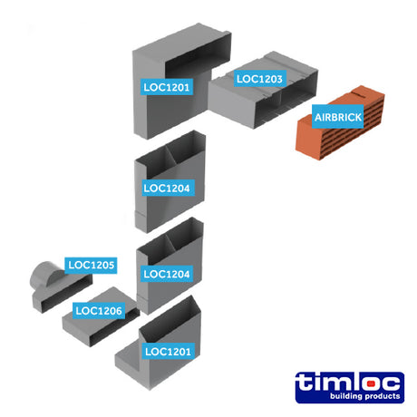 This is an image of Timco - Timloc Underfloor Vent - Duct Adaptor - 1205 To suit 110mm (1 Each Unit) LOC1205