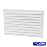 This is an image of Timco - Timloc Internal Plastic Louvre Grille Vent with Flyscreen - White - 1211WF 260 x 170mm (1 Each Bag) LOC1211WF