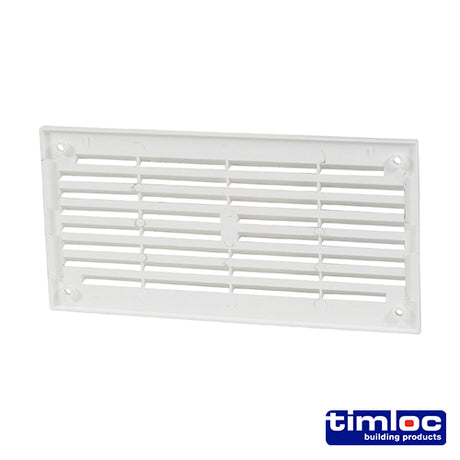 This is an image of Timco - Timloc Internal Plastic Louvre Mini Grille Vent - White - 1218W 166 x 85mm (1 Each Bag) LOC1218W