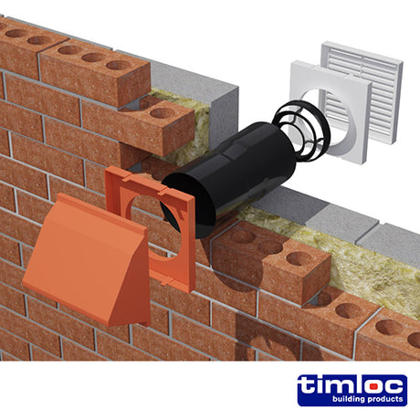 This is an image of Timco - Timloc Aero Core Through-Wall Ventilation Set with Cowl and Baffle - Terracotta - ACV7CTE 127 x 350mm (1 Each Bag) LOCACV7CTE