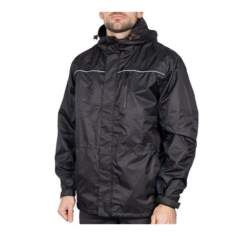 This is an image of Timco - Waterproof Lined Rain Jacket - Black Medium (1 Each Bag) LRJ1001M