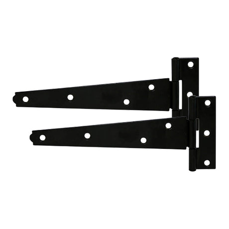 This is an image of Timco - Pair of Light Tee Hinges - Black 10" (1 Pairs TIMbag) LTH10B