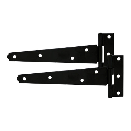This is an image of Timco - Pair of Light Tee Hinges - Black 12" (1 Pairs TIMbag) LTH12B